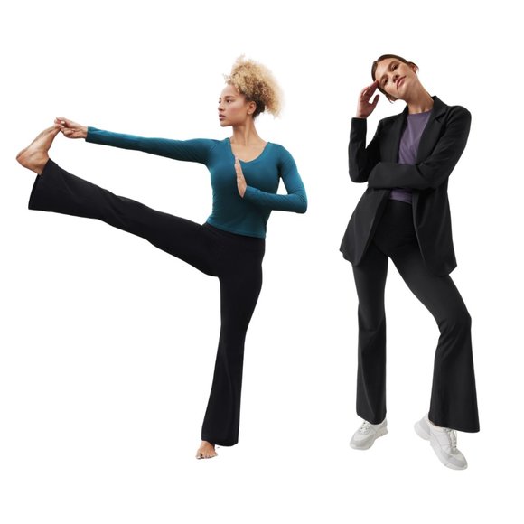 HOLIDAY DROP ✨ Athleta Salutation Stash Flare Pant, Black M/P (Med Petite) - EUC - Picture 2 of 10